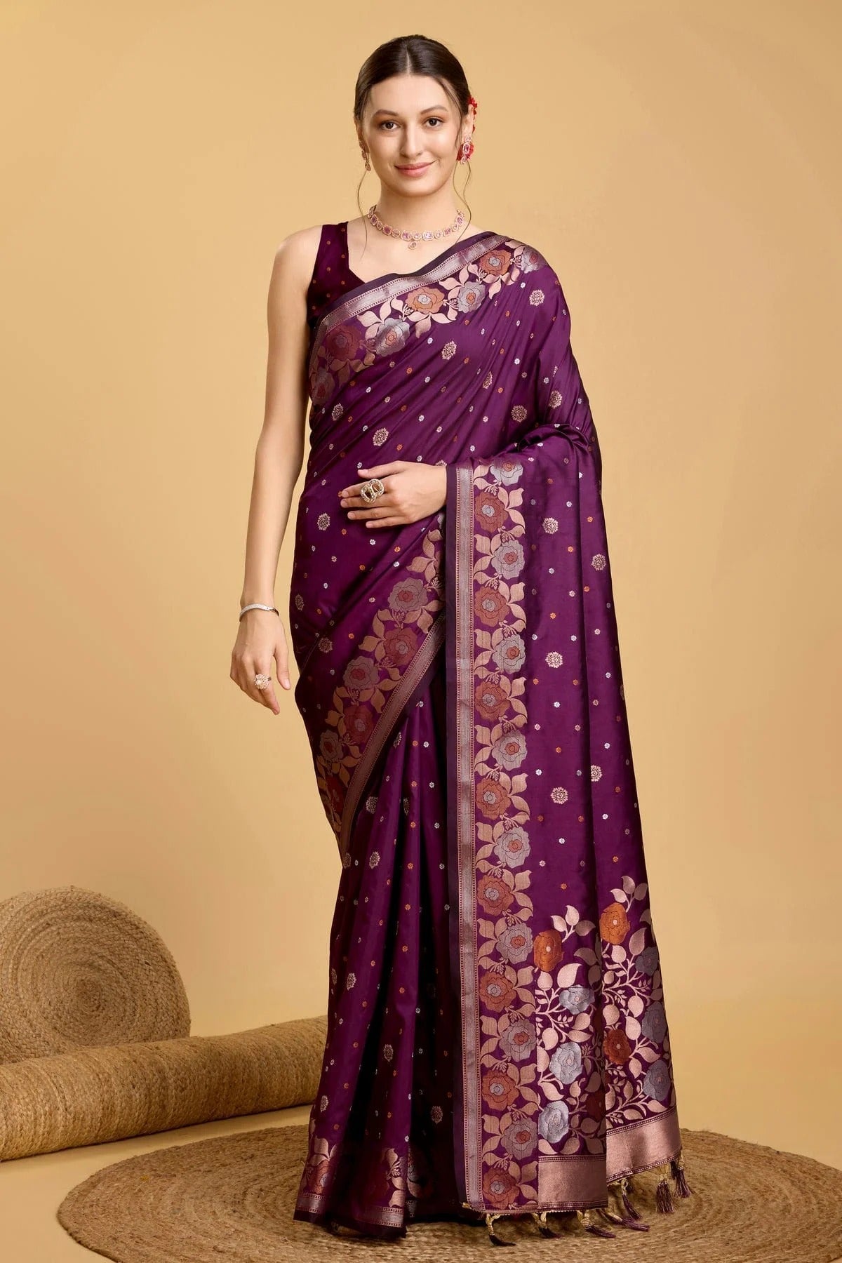 Purple Silk Saree NCSD11112586