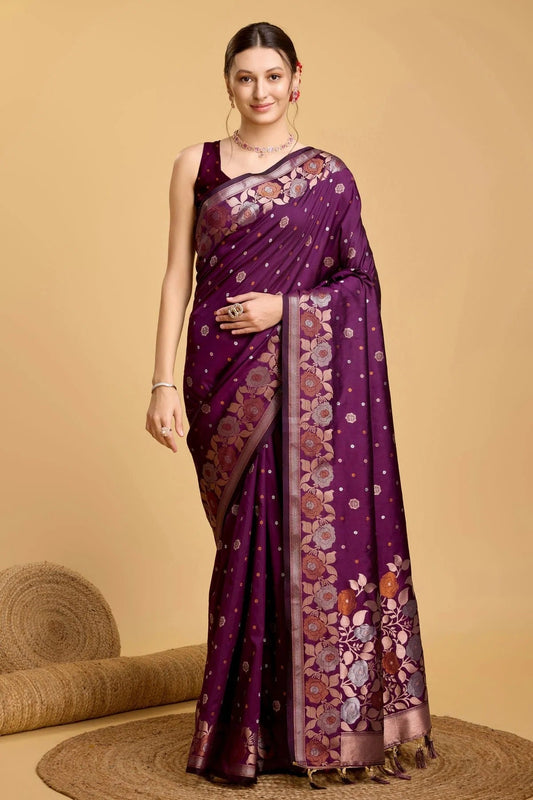 Purple Silk Saree NCSD11112586