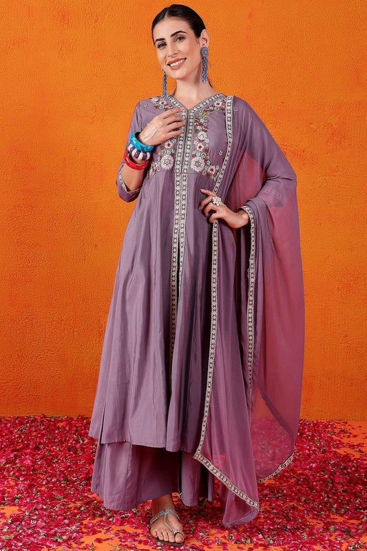 Purple Silk Stitched Salwar Suit NCSS11111987