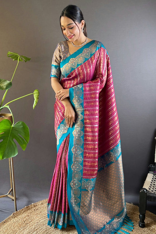 Purple Silk Woven Saree NCSD12910186
