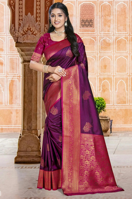 Purple Silk Woven Traditional Saree NCSD11010222