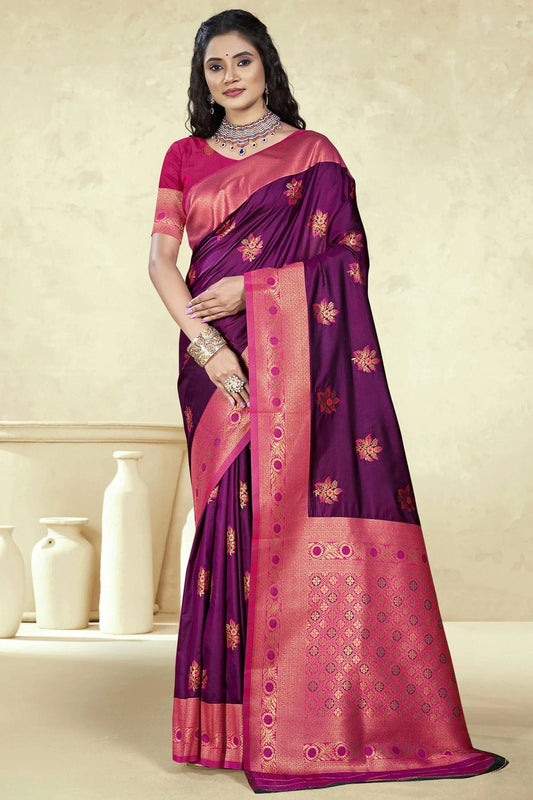 Purple Silk Woven Traditional Saree NCSD11010246
