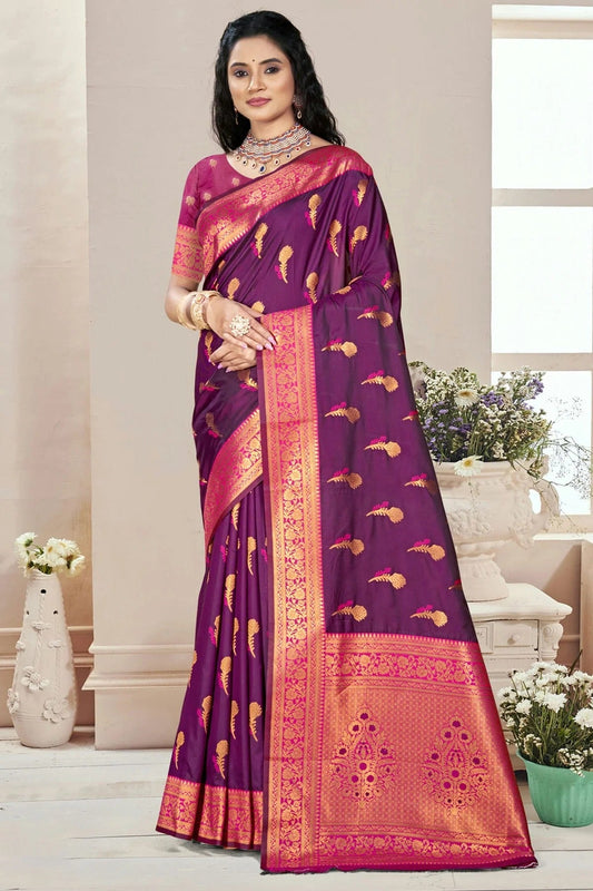 Purple Silk Woven Traditional Saree NCSD11010262