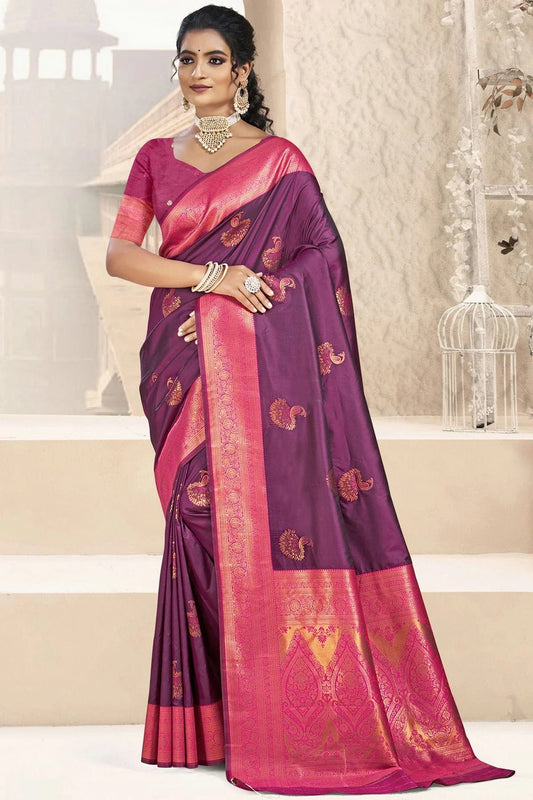 Purple Silk Woven Traditional Saree NCSD11010272