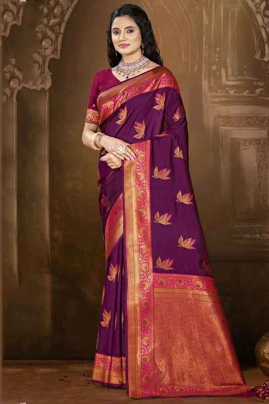 Purple Silk Woven Traditional Saree NCSD11010278
