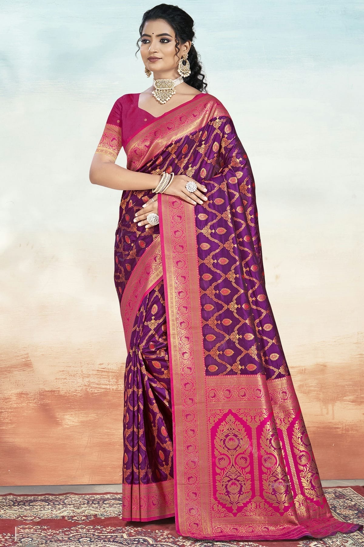 Purple Silk Woven Traditional Saree NCSD11010286