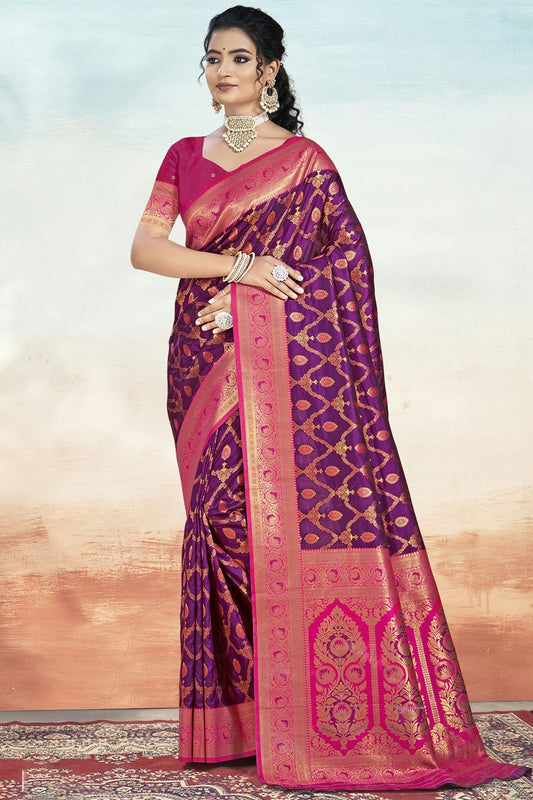 Purple Silk Woven Traditional Saree NCSD11010286
