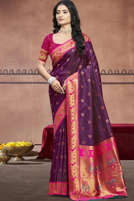 Purple Silk Woven Traditional Saree NCSD11010291
