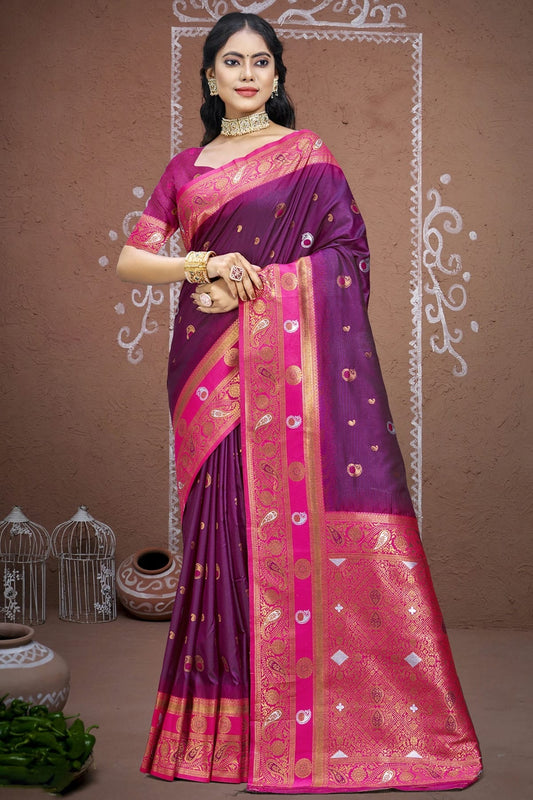 Purple Silk Woven Traditional Saree NCSD11010293