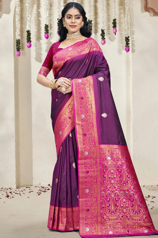 Purple Silk Woven Traditional Saree NCSD11010306