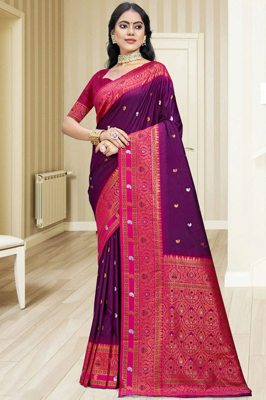 Purple Silk Woven Traditional Saree NCSD11010315