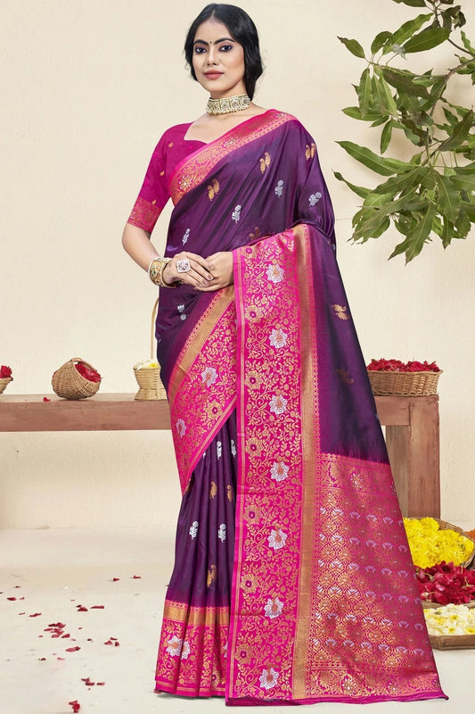 Purple Silk Woven Traditional Saree NCSD11010316