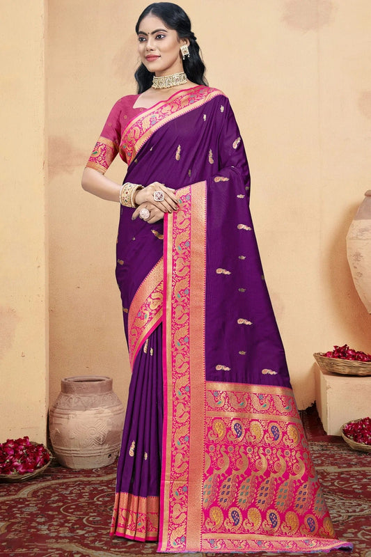 Purple Silk Woven Traditional Saree NCSD11010329