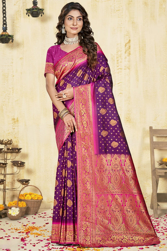 Purple Silk Woven Traditional Saree NCSD11010351