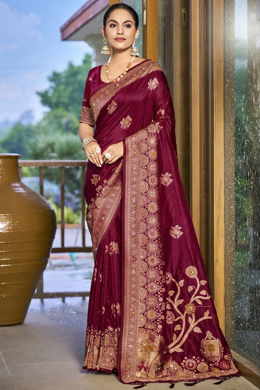Purple Silk Woven Traditional Saree NCSD11010361