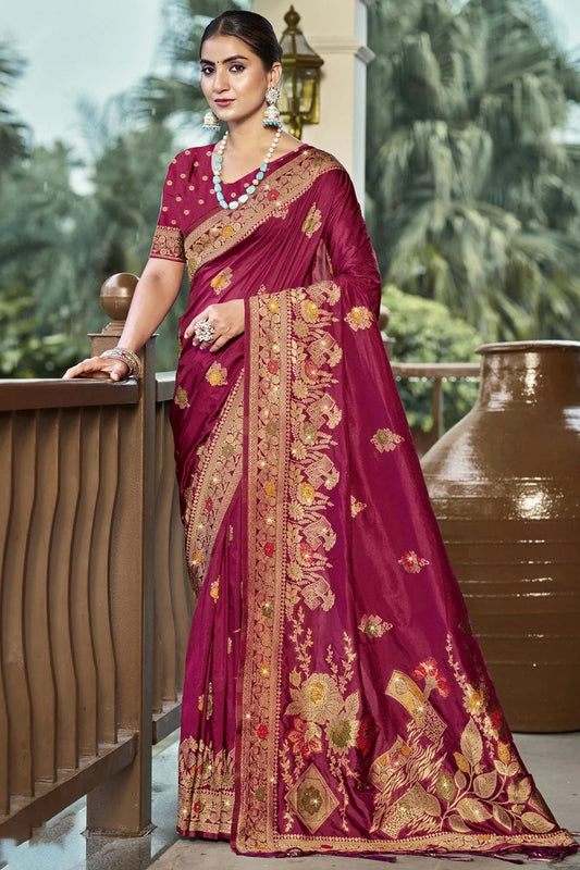 Purple Silk Woven Traditional Saree NCSD11010365