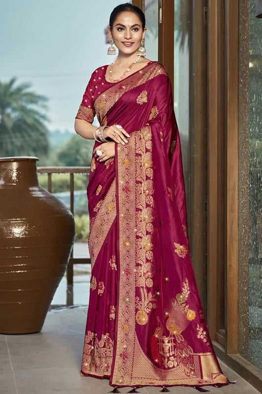 Purple Silk Woven Traditional Saree NCSD11010367