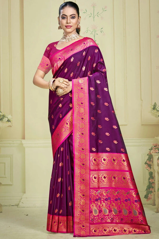 Purple Silk Woven Traditional Saree NCSD11010374