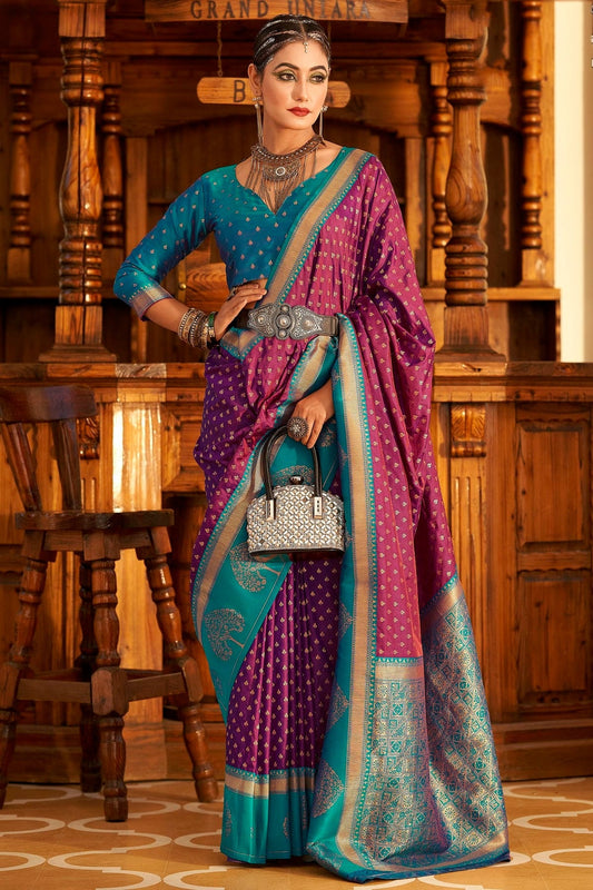 Purple Soft Banarasi Silk Woven Saree NCSD12910156