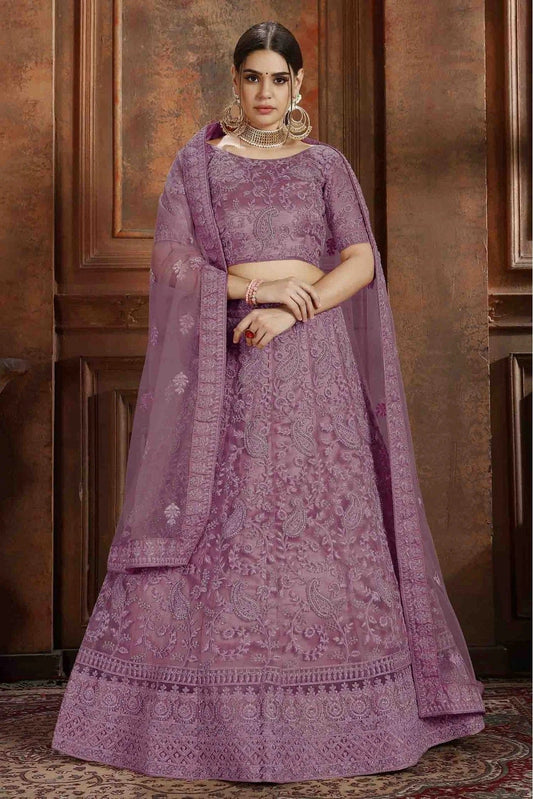 Purple Soft Net Embroidery Lehenga Choli NCLC10810377