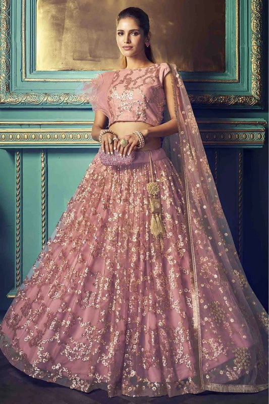 Purple Soft Net Embroidery Lehenga Choli NCLC10810499