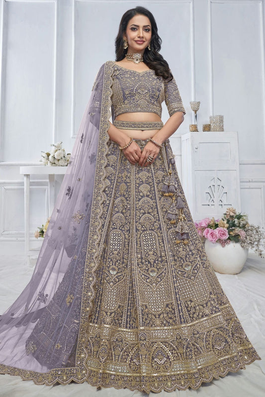 Purple Soft Net Embroidery Lehenga Choli NCLC11112011