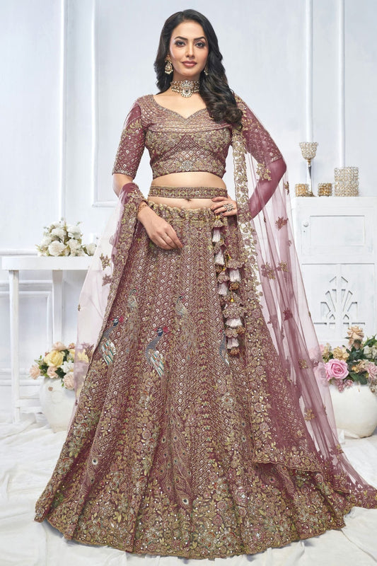 Purple Soft Net Embroidery Lehenga Choli NCLC11112012