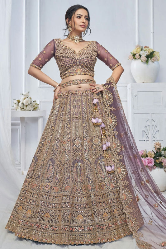 Purple Soft Net Embroidery Lehenga Choli NCLC11112019