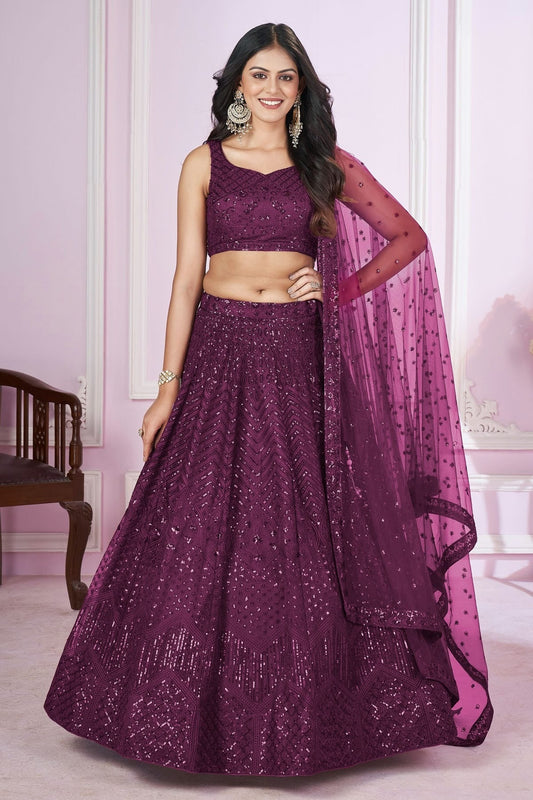 Purple Soft Net Lehenga Choli NCLC10110120