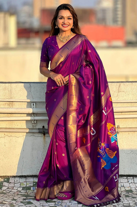 Purple Soft Silk Paithani Saree NCSD11111461