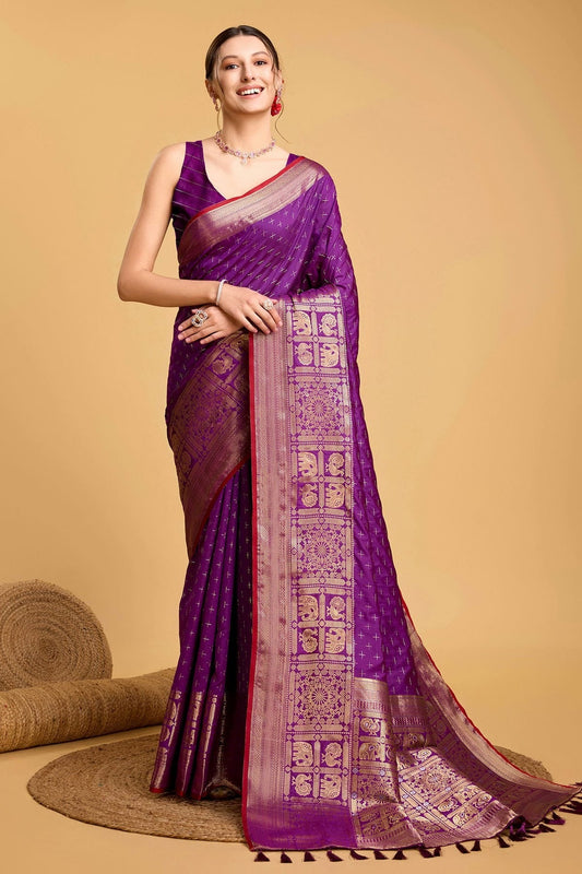 Purple Soft Silk Saree NCSD11112557