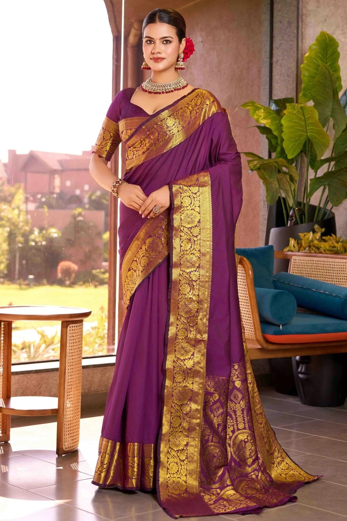 Purple Soft Silk Traditional Saree NCSD11110987