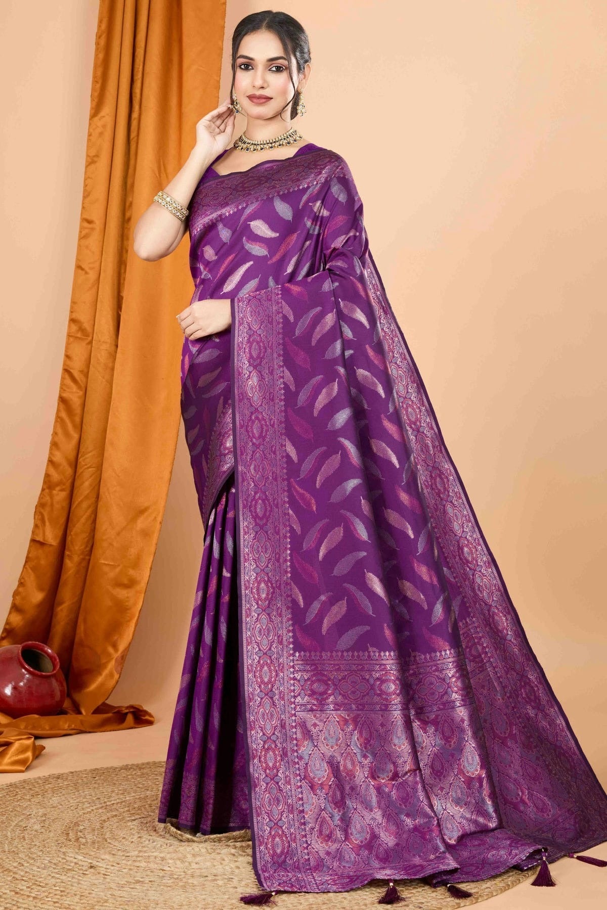 Purple Soft Silk Woven Traditional Saree NCSD11110452