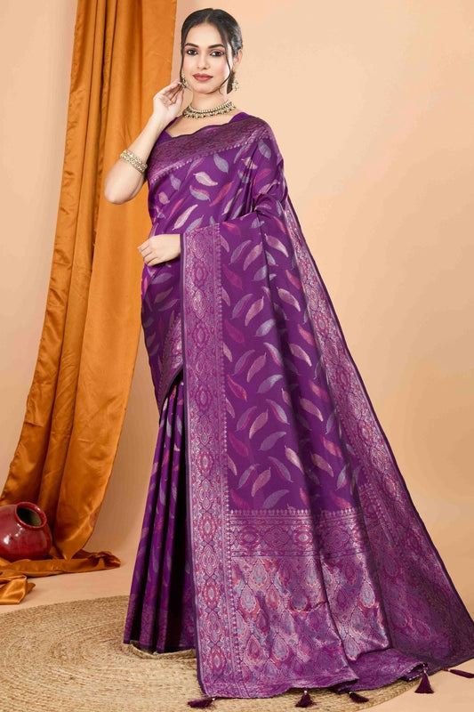 Purple Soft Silk Woven Traditional Saree NCSD11110452