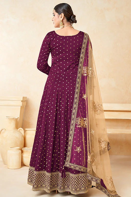 Purple Taffeta Silk Anarkali Suit NCSM10510313