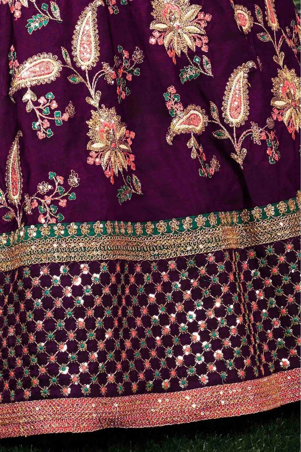 Purple Taffeta Silk Lehenga Choli NCLC10110265