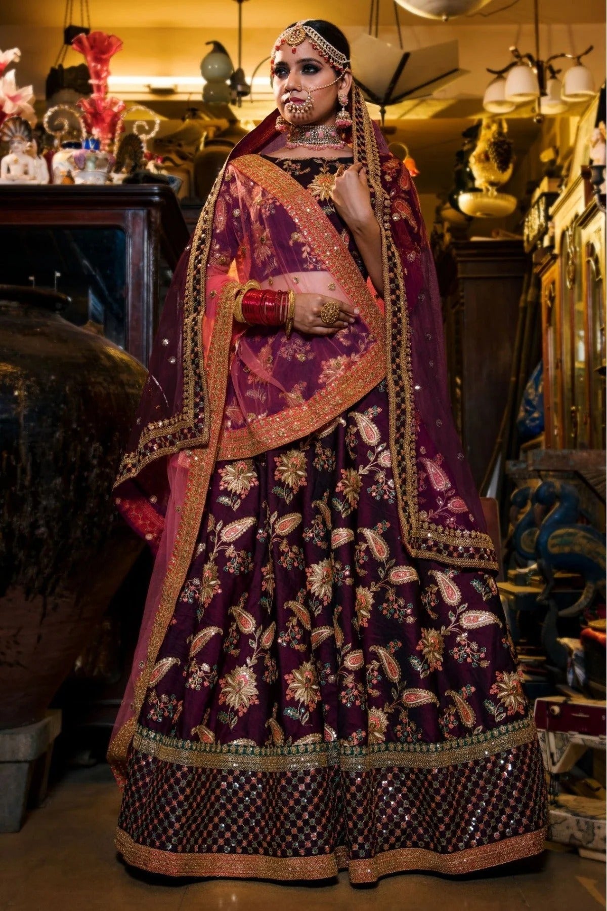 Purple Taffeta Silk Lehenga Choli NCLC10110265