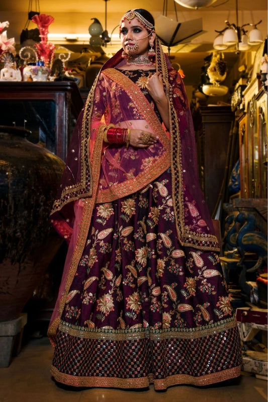 Purple Taffeta Silk Lehenga Choli NCLC10110265
