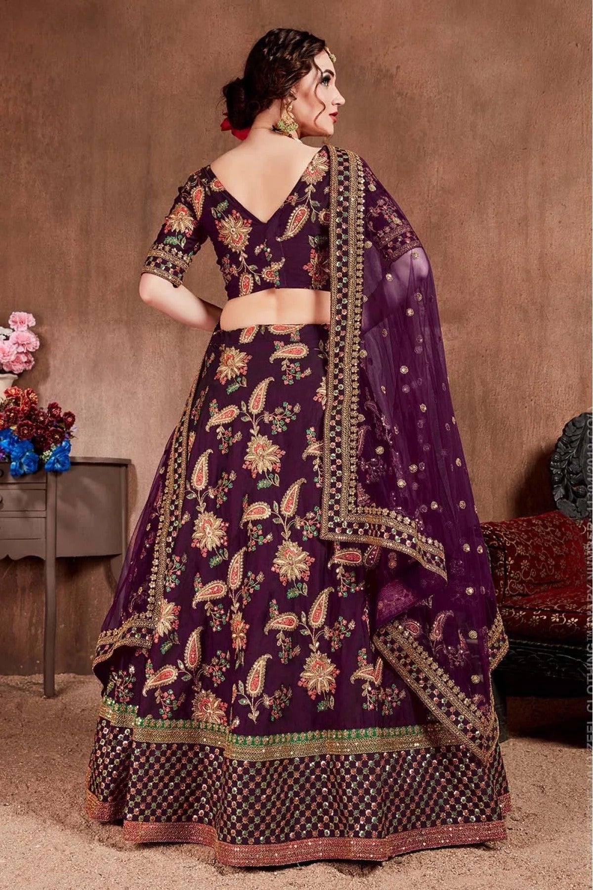 Purple Taffeta Silk Lehenga Choli NCLC10110328