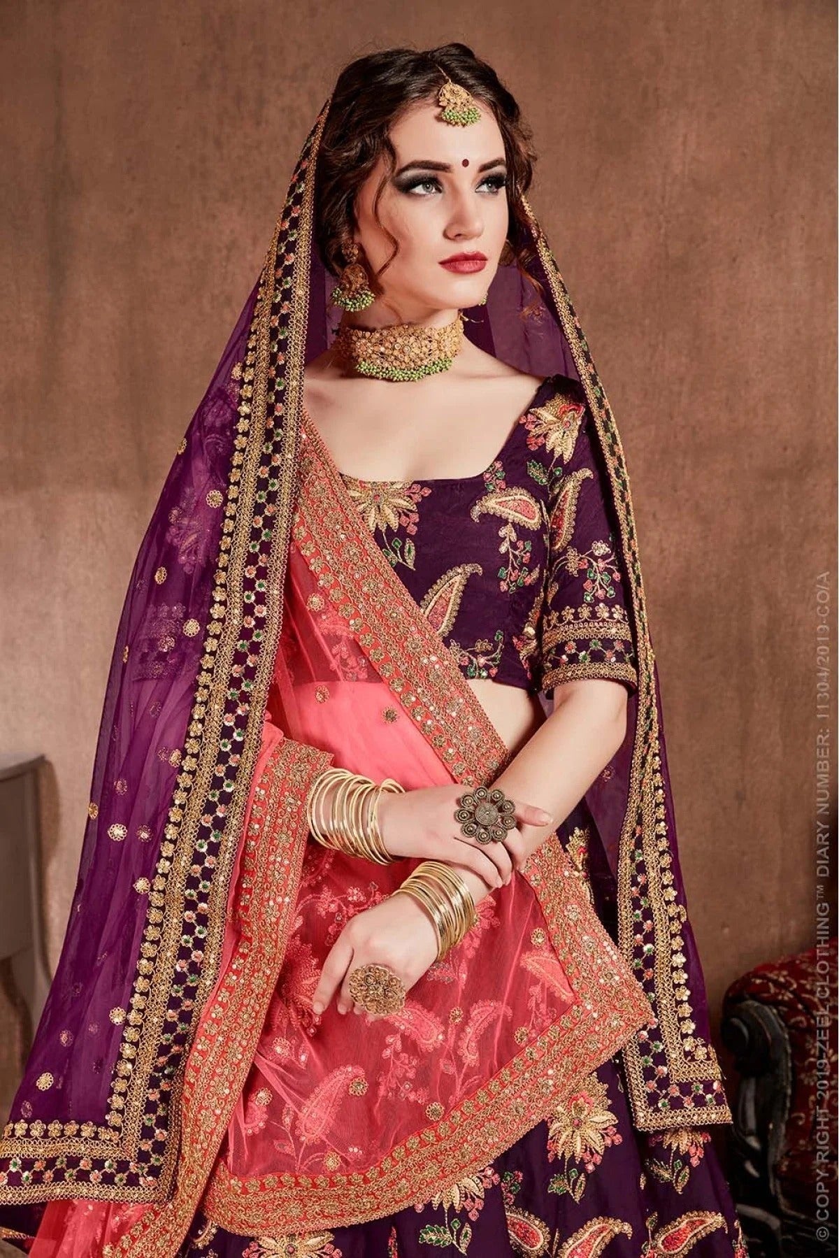 Purple Taffeta Silk Lehenga Choli NCLC10110328