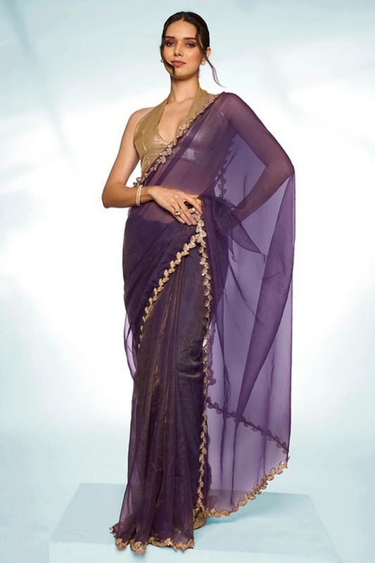 Purple Tissue Designer Saree NCSD11111825