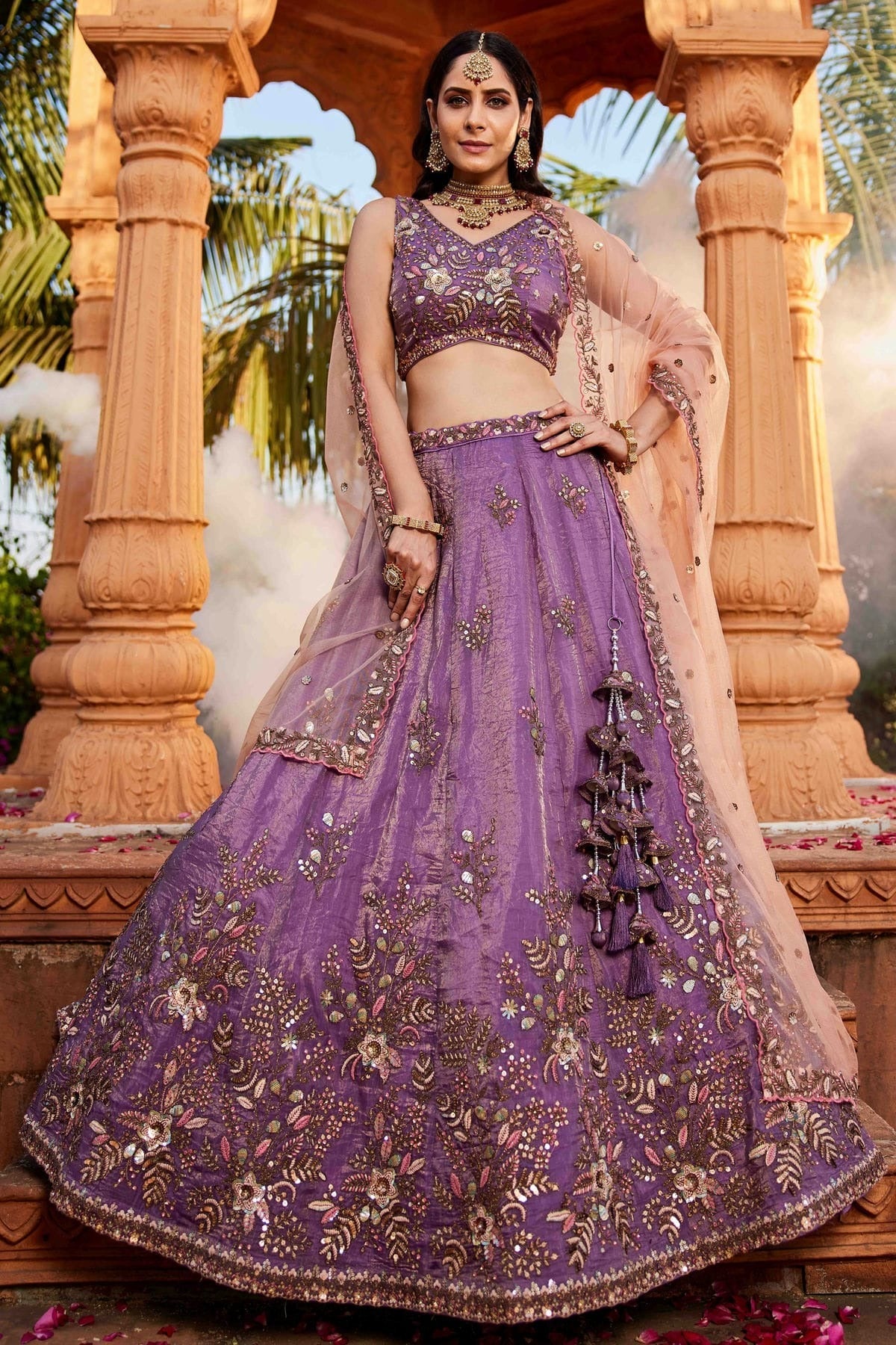 Purple Tissue Lehenga Choli NCLC11110772