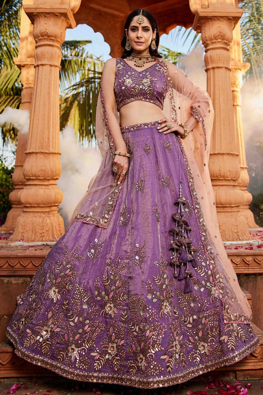 Purple Tissue Lehenga Choli NCLC11110772