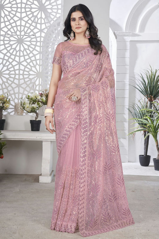 Purple Tissue Net Designer Saree NCSD11111209
