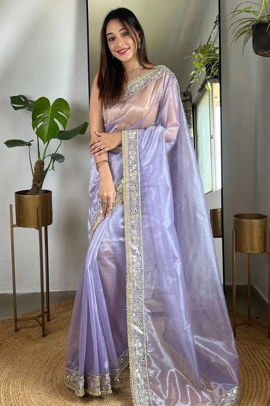 Purple Tissue Silk Designer Saree NCSD11111744