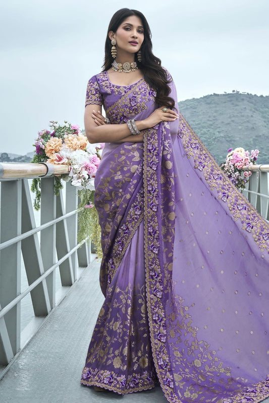 Purple Tissue Silk Designer Saree NCSD11112197