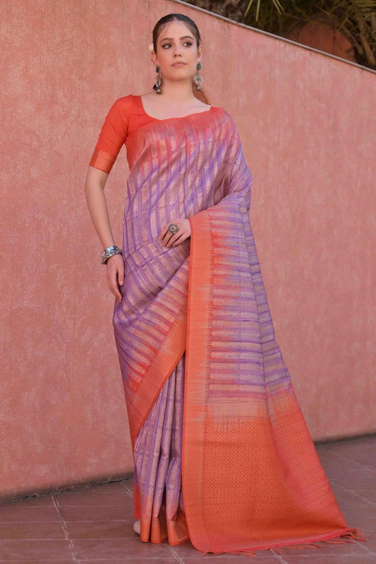 Purple Tussar Silk Traditional Saree NCSD12610113