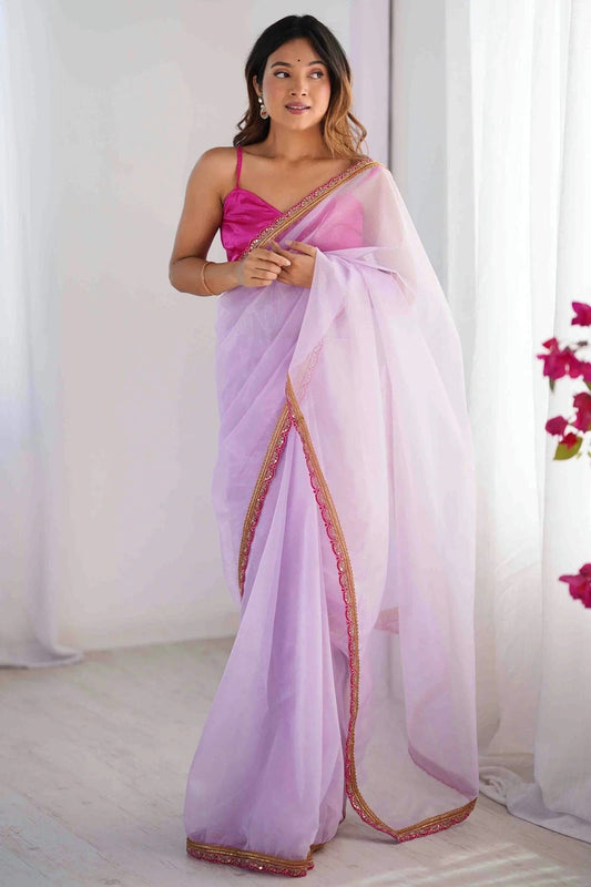 Purple Twill Net Desginer Saree NCSD11110122