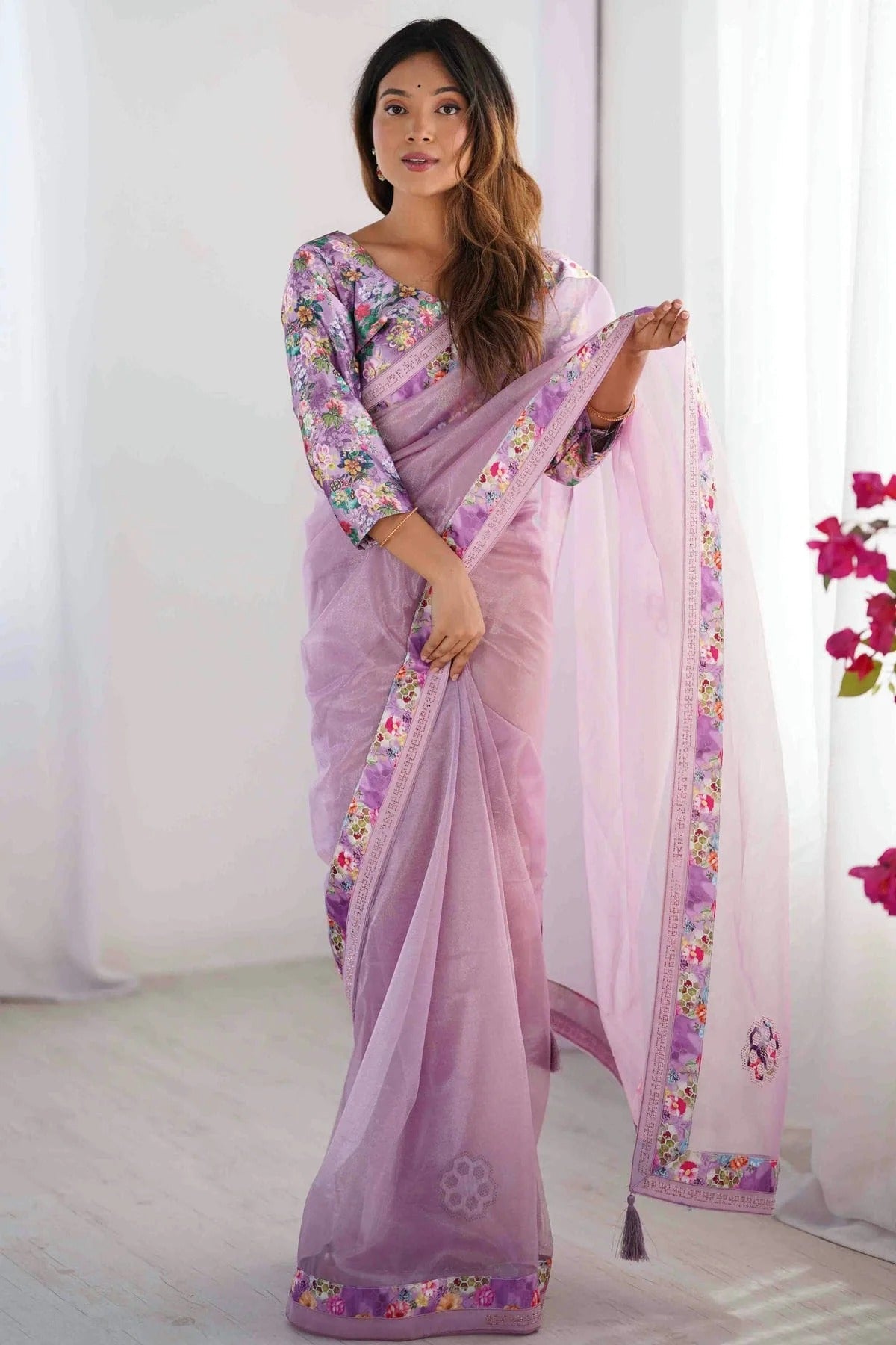 Purple Twill Net Desginer Saree NCSD11110128