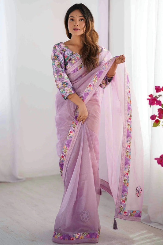 Purple Twill Net Desginer Saree NCSD11110128